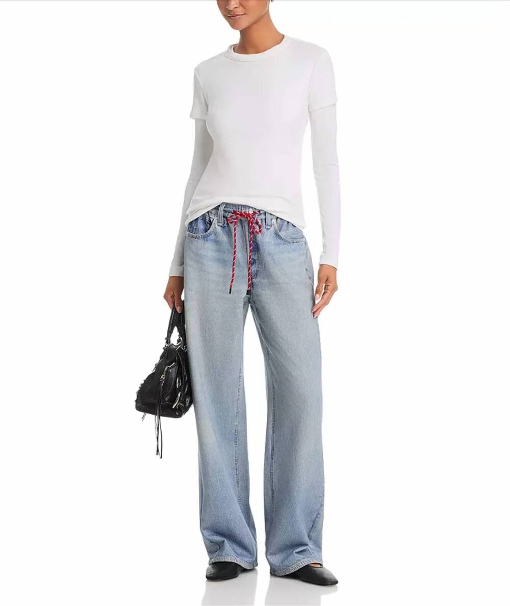 NEW RAG & BONE miramar drawstring wide-leg pant in brighton